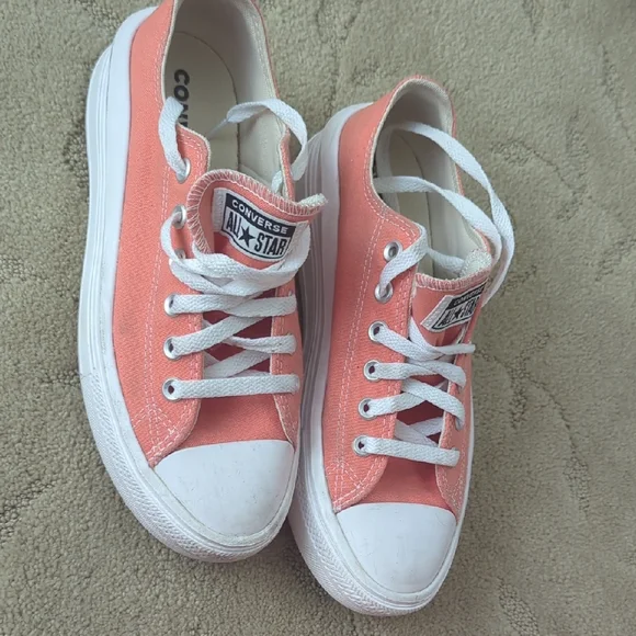 Converse Coral Pink Platform Sneakers - Picture 1 of 6